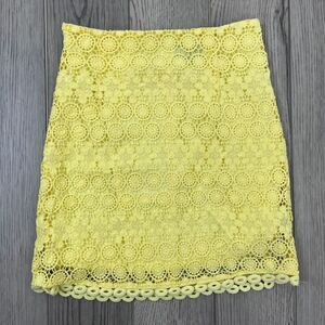 Lulus Cuter Than You Size XS Yellow Crochet Lace Mini A Line High Waisted Skirt
